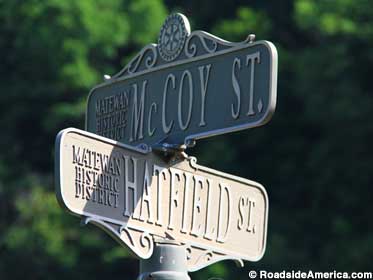 McCoy St. and Hatfield St. signs.