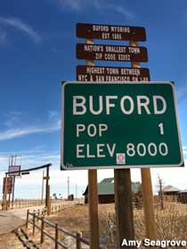 Buford town limits sign.