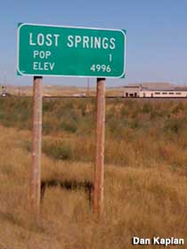 Lost Springs sign.