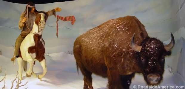Native American hunts bison.
