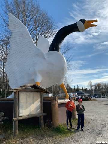 Goose statue.