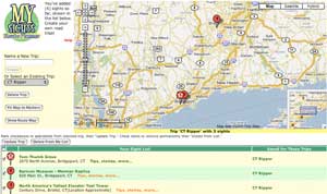 Sample view of My Sights Trip Planner.