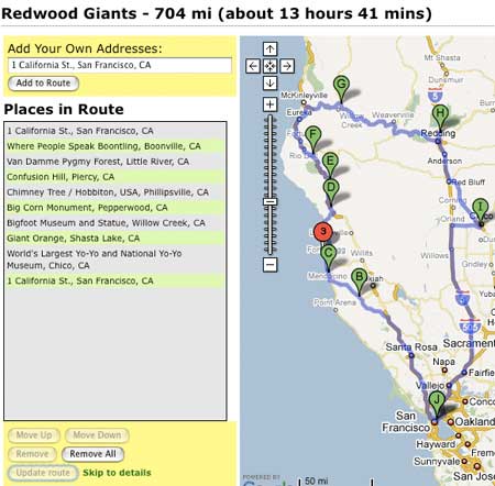 Places in route screen
